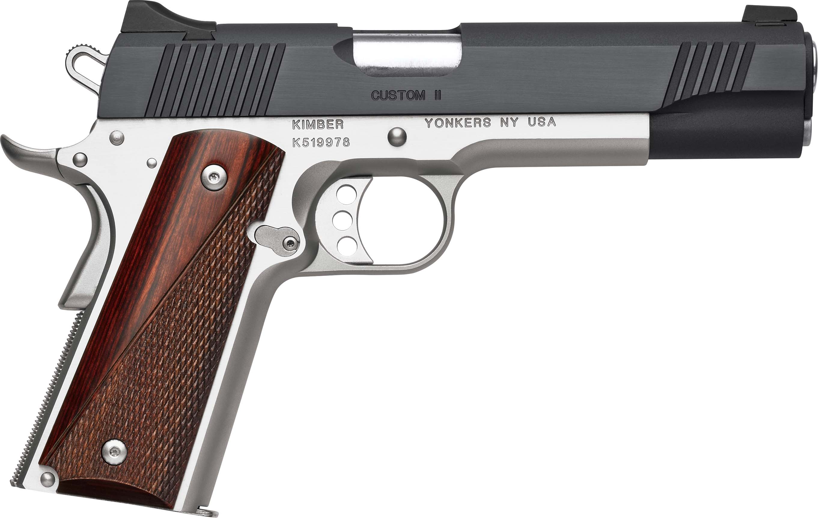Kimber 3200387 Custom II .45ACP 5" Two-Tone Pistol Rosewood Laser Grips - Kimber - 45 ACP