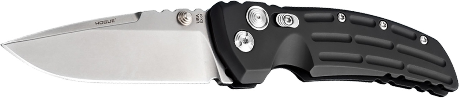 Hogue 34150 EX-01 4" Folder Drop Point Blade Tumble Finish Alum Frame - Matte Black