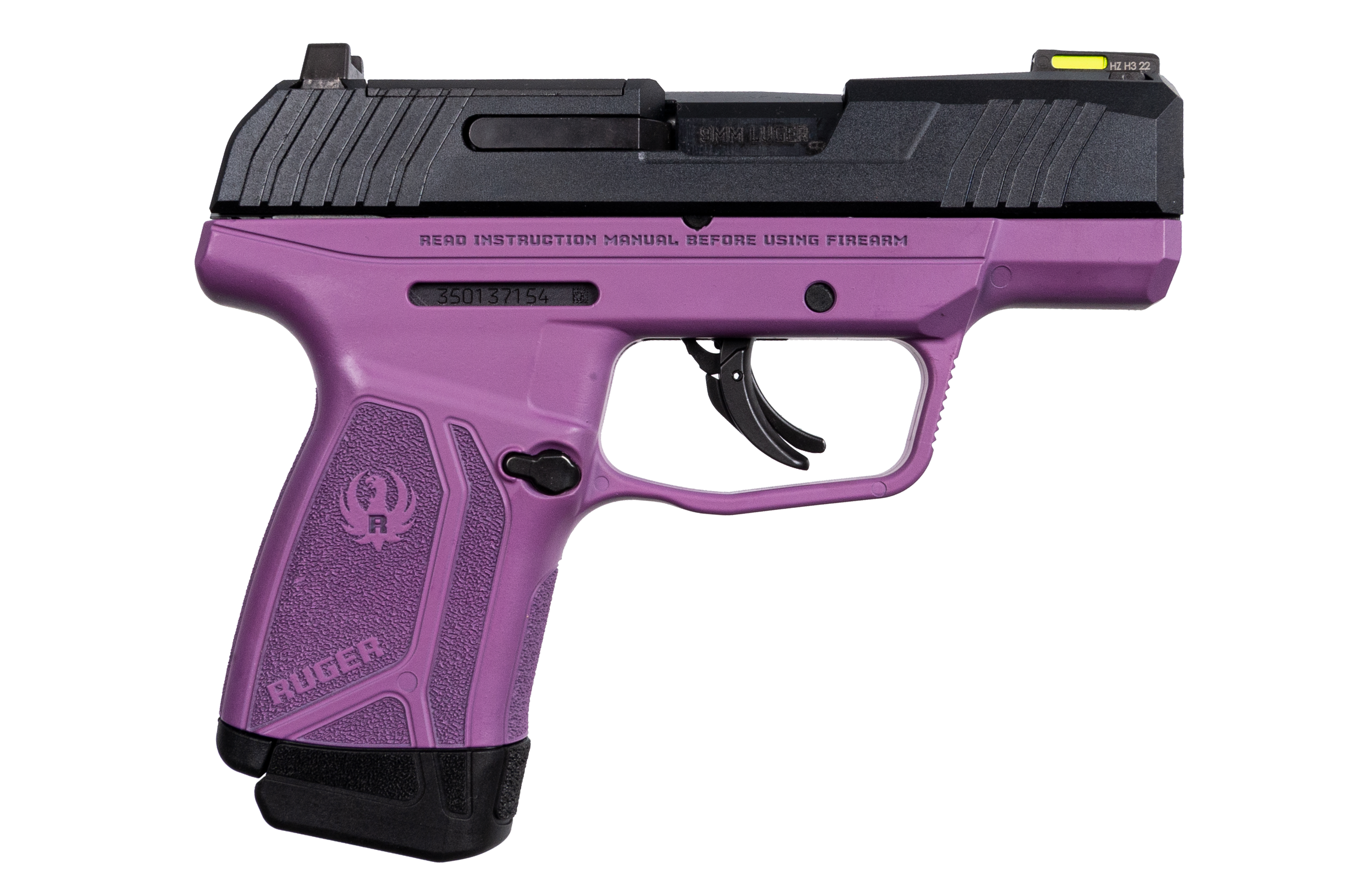 Ruger 9MM Luger 12+1 3.20 Black Slide/ Cerakote Purple Frame 