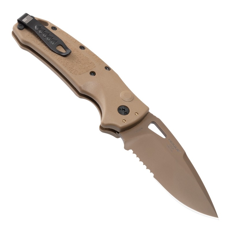 Hogue 36333 Sig K320A Knife 3.5" Drop Point Auto Fold Tan - Hogue