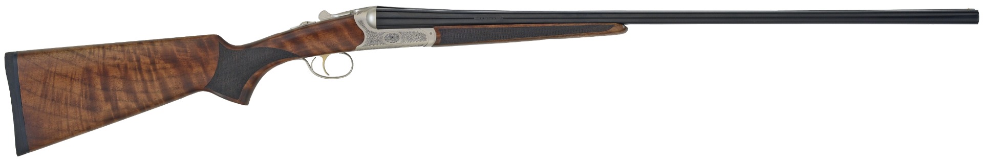 TriStar 38128 Bristol SxS 28 Gauge Shotgun: 28" Barrel, Nickel Finish, 24K Gold Inlay, Turkish Walnut Stock, 2.75" Chamber, 5 Beretta Mobil Chokes - TriStar - 28 Gauge
