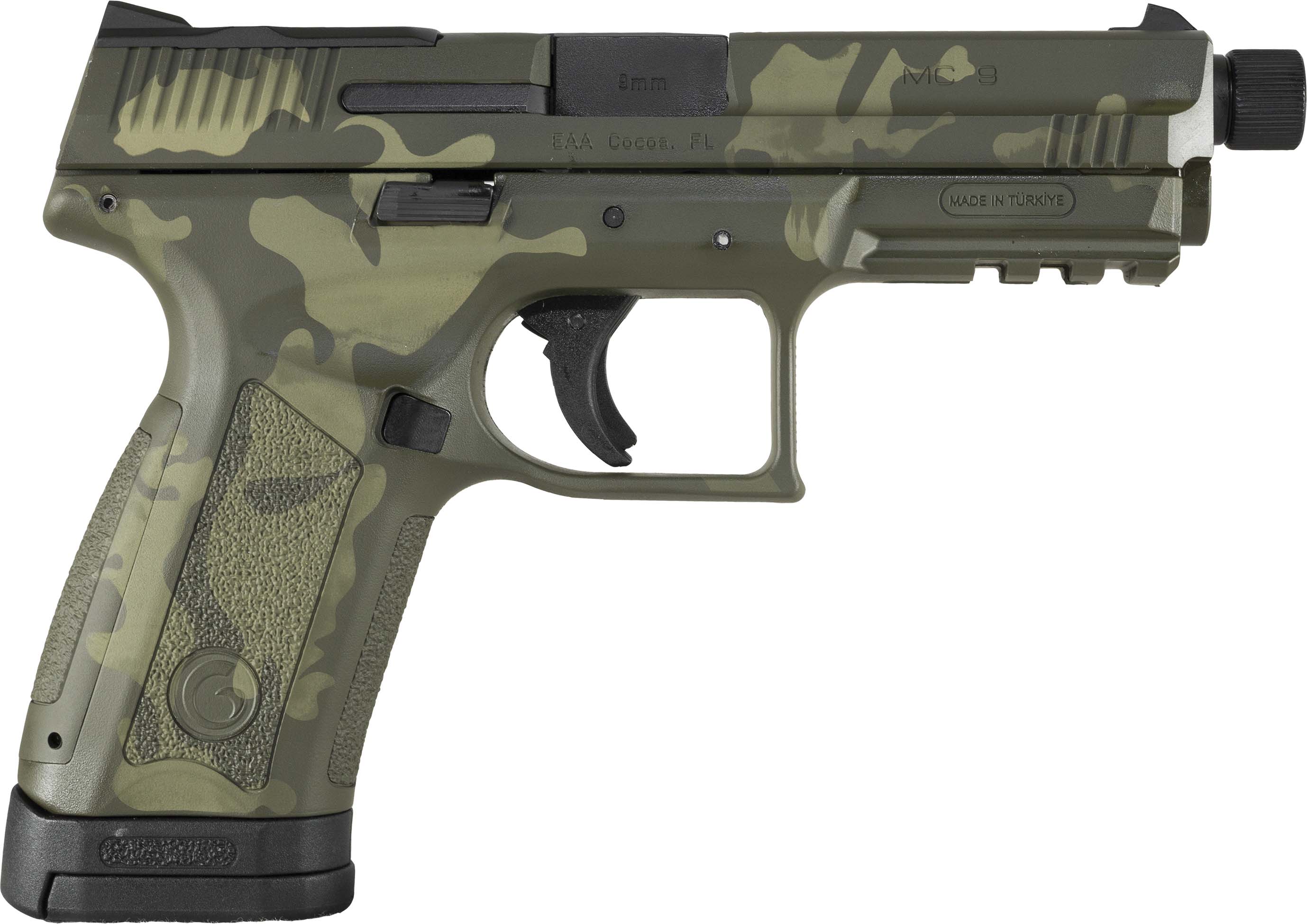 EAA Girsan 390365 MC9 9mm Pistol 17+1 Olive Drab Green Camo 4.6" Barrel - European American Armory - 9mm