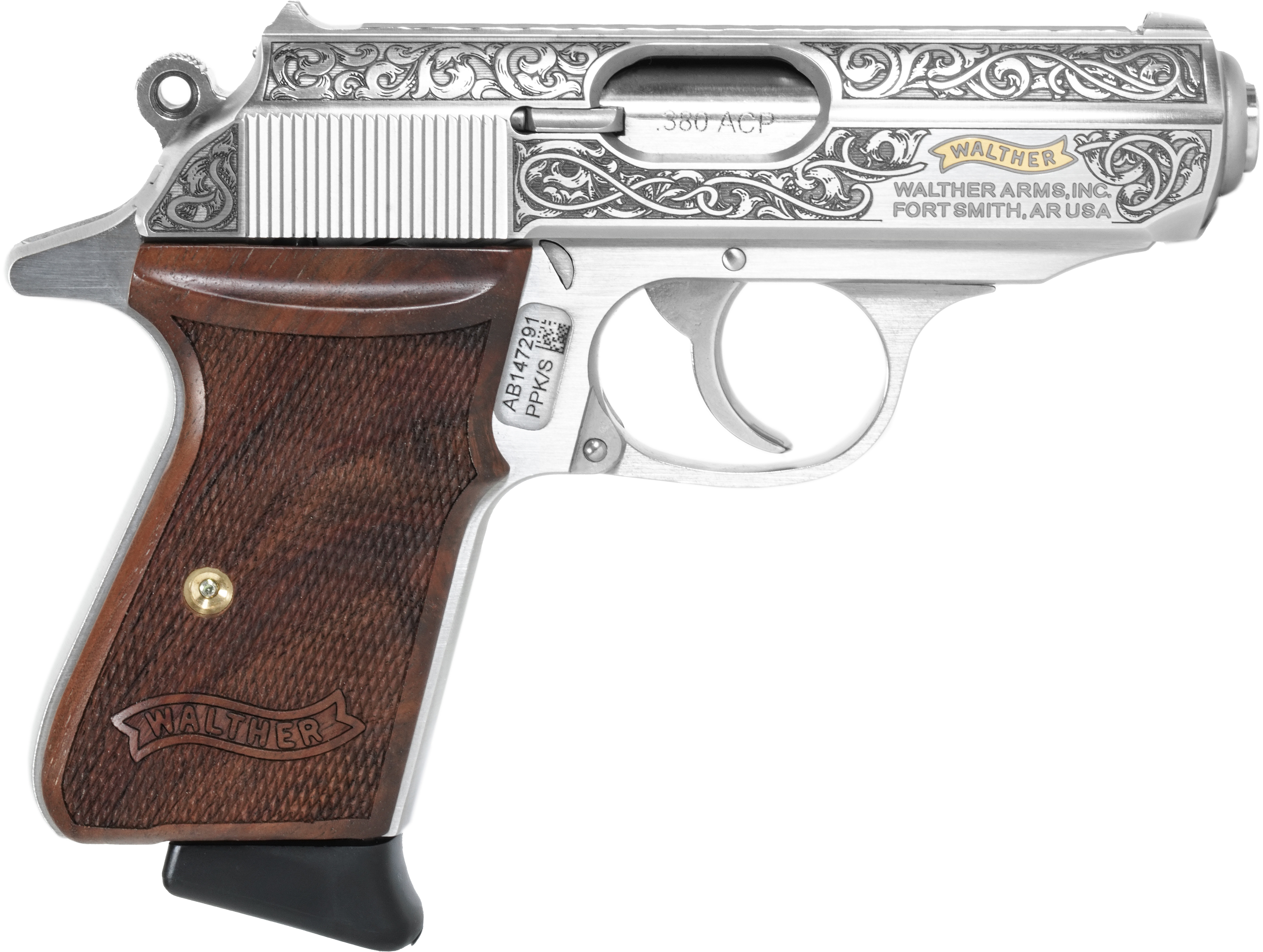 Walther PPK/S PPK/S .380 ACP Special S/N JB1-0001/ 24KT Gold Plating On Side/Top 7+1 3.3 Stainless Steel