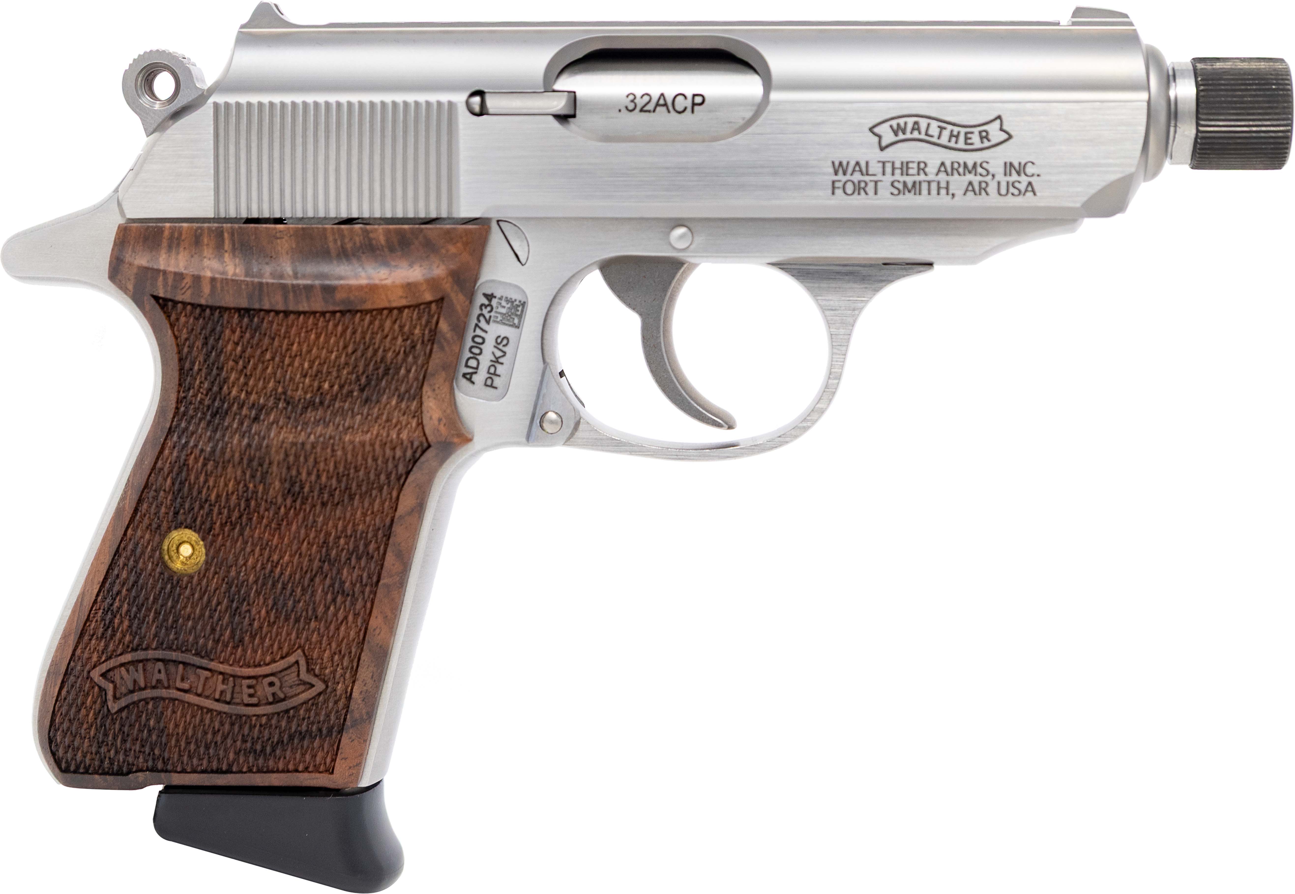 Walther PPK/S SD .32 ACP 7+1 3.3 Threaded 1/2x28 Stainless 