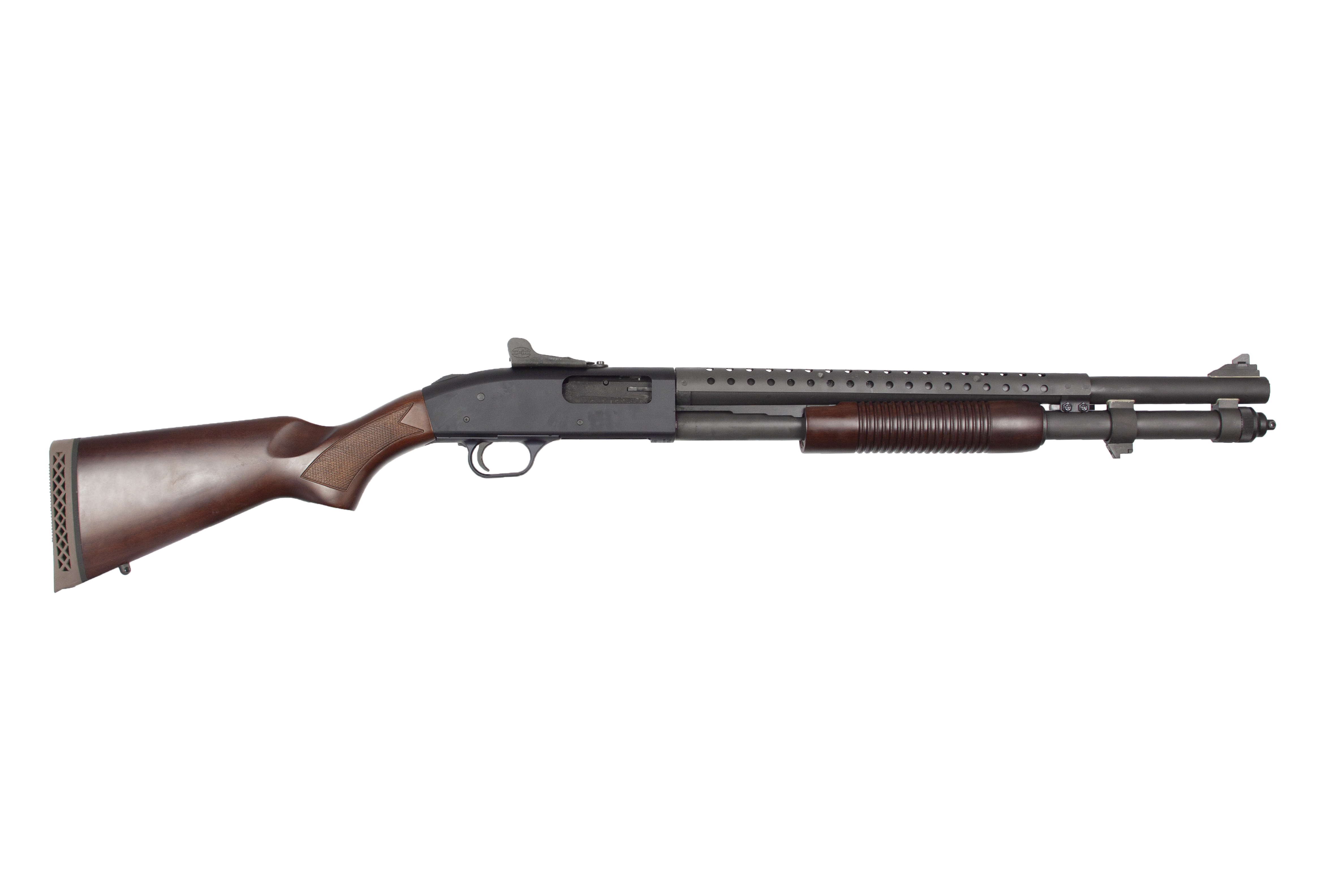 Mossberg 51665 590A1 Retrograde 12 Gauge 3" 8+1 20" Parkerized Heavy-Walled Barrel Black Rec with Ghost Ring Sight Walnut Stock Right Hand - Mossberg - 12 Gauge