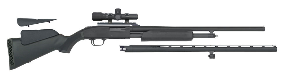 Mossberg 54047 500 Field/Deer Pump 20 Gauge 5+1 3" 26" Vent Rib/24" Slugster Barrels, Matte Blued Metal Finish, Synthetic Dual Comb Stock, Accu-Set Chokes & Dead Ringer 2.5x20mm Scope - Mossberg - 20 Gauge