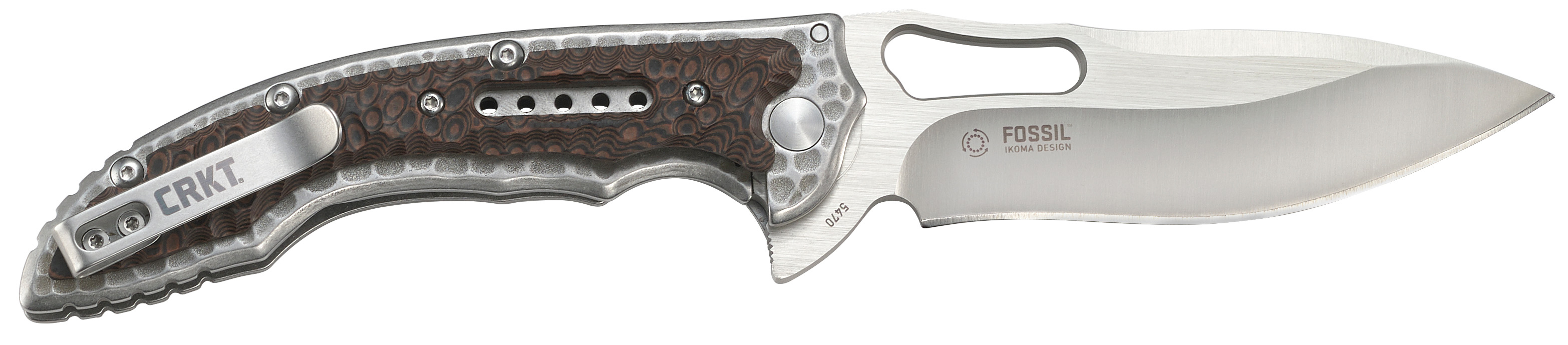 CRKT Fossil Folding Knife 3.96" Drop Point 8Cr13MoV SS Brown G10 6.10 oz