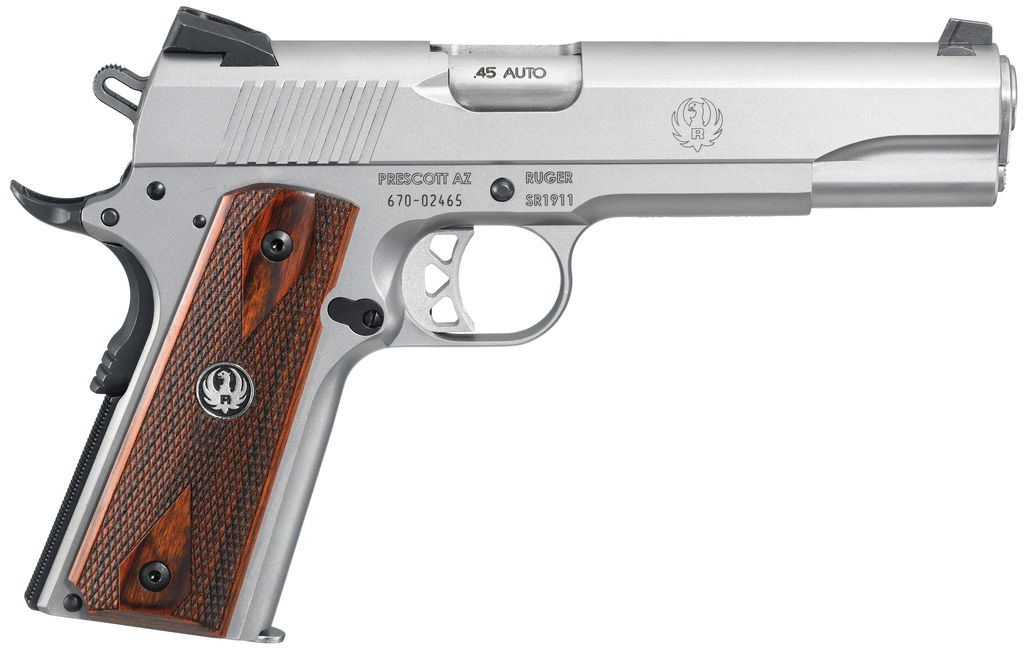 Ruger SR1911 .45 ACP 5 in Low-Glare Stainless Steel 8rd SA Pistol - Ruger - 45 ACP