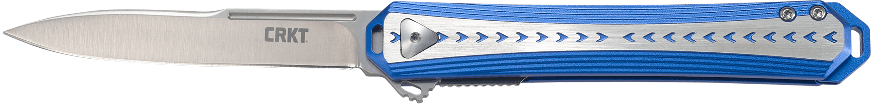 Crkt 6710 Stickler 3.38" Folding Plain Satin 12C27 Sandvik Blade/ Blue &