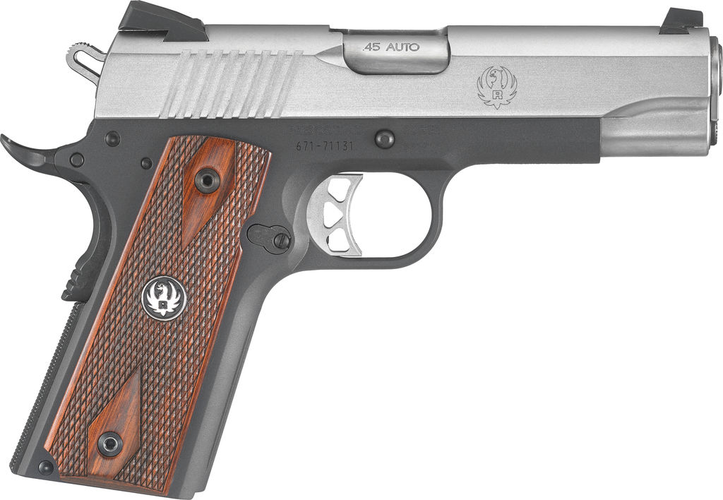 Ruger SR1911 Lightweight Commander-Style .45 ACP Pistol, 4.25" Barrel, 7+1 Capacity, Anodized Aluminum Frame, Low-Glare Stainless Steel Slide, Hardwood Grip - Ruger - 45 ACP