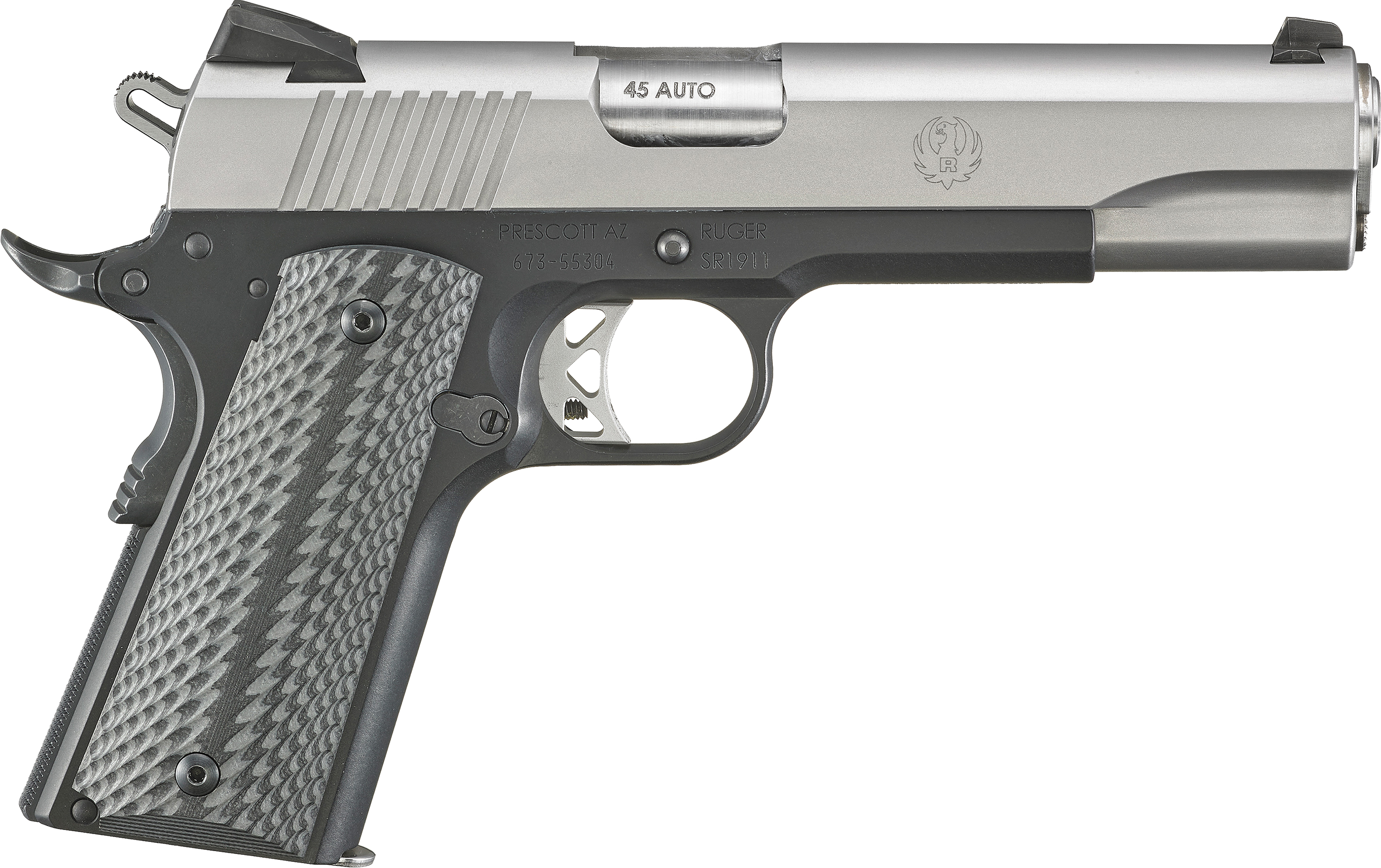Ruger SR1911 Lightweight .45 ACP, 5" Barrel, 8rd Capacity, Stainless Steel Slide, Black Anodized Aluminum Frame, Model 06792