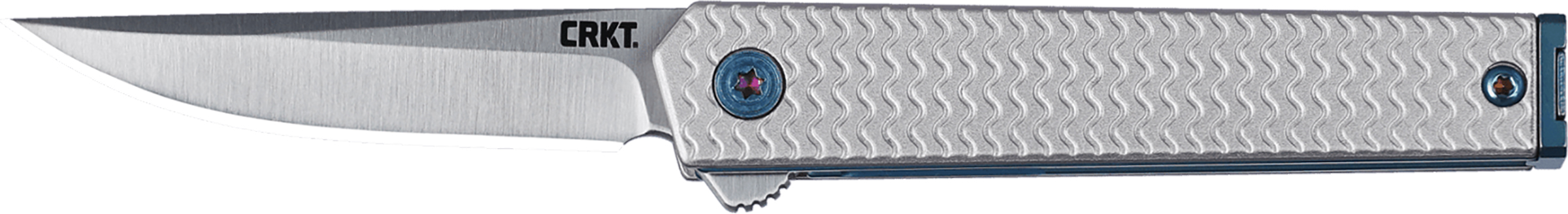 CRKT CEO Microflipper Folding Knife 2-3-8" Drop Point Blade Silver and Blue