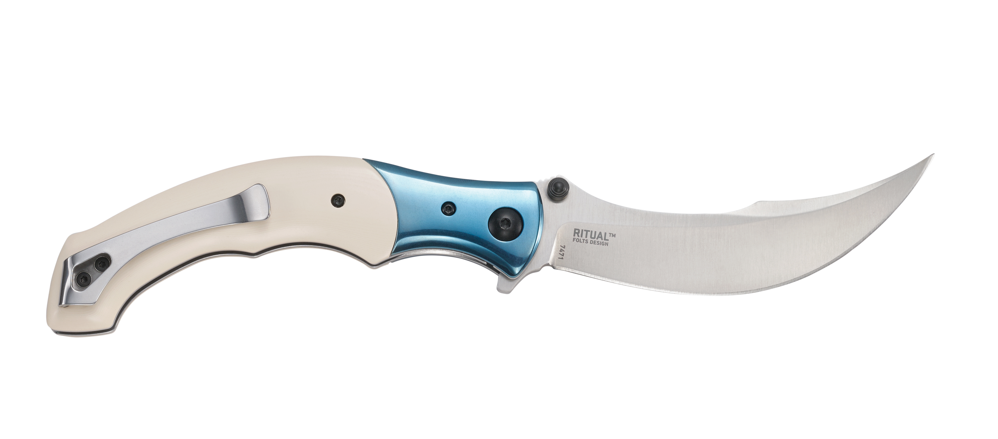 CRKT 7471 Ritual 4.37" Sandvik 12C27 Steel Knife, Ivory Resin Handle - Columbia River Knife & Tool