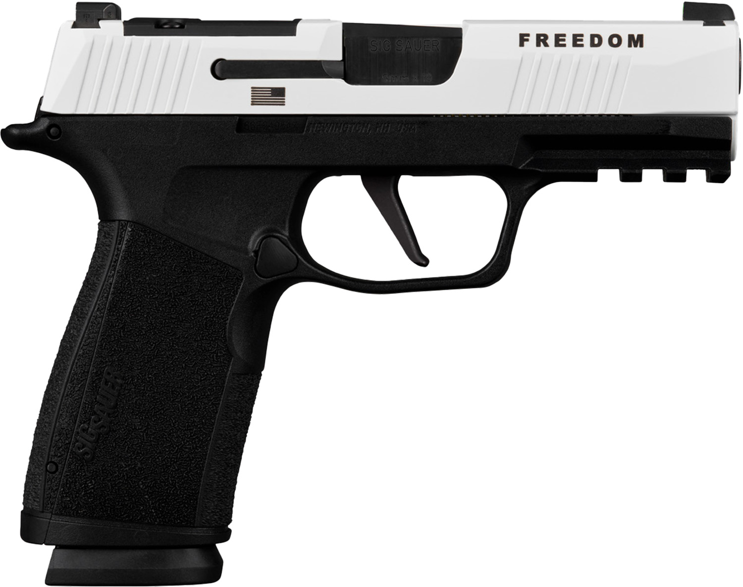 SIG P365-XMacro Freedom Handgun 9mm luger 17rd Magazines(2) 3.7 Barrel Two-Tone White on Black Optic