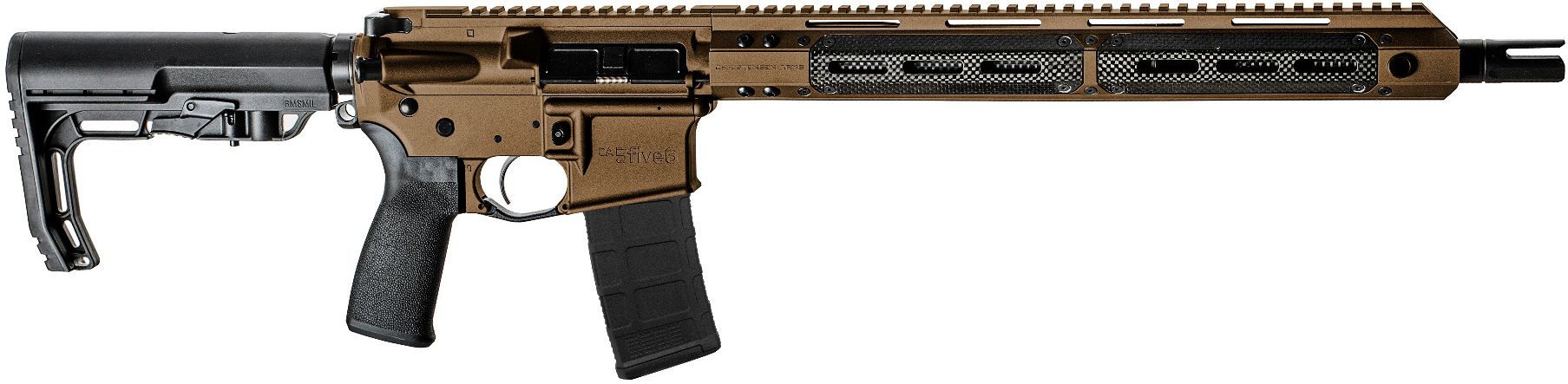 Christensen Arms CA5five6 .223 Wylde, 16" Carbon Fiber Barrel, Burnt Bronze/Black, Semi-Auto Sporting Rifle, 30+1 Rounds, Sub-MOA Guarantee