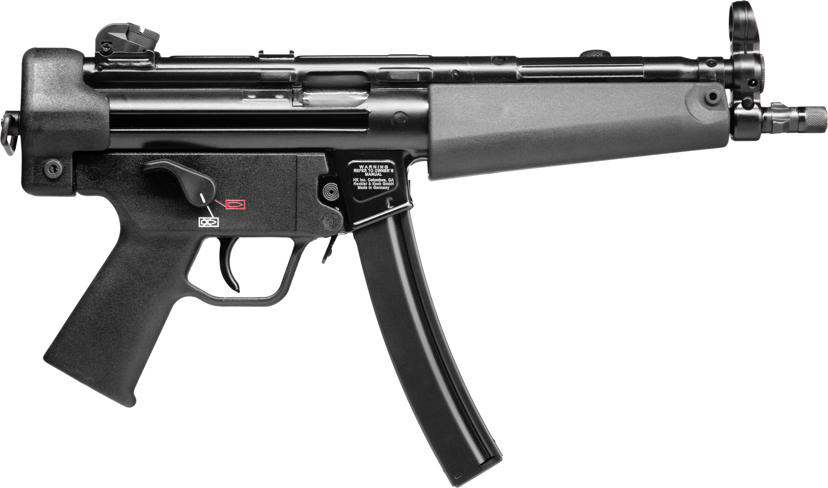 Heckler & Koch SP5 9mm Luger Pistol, 8.86" Barrel, 30-Round Capacity, Black Finish, Polymer Grip, Roller-Delayed Blowback