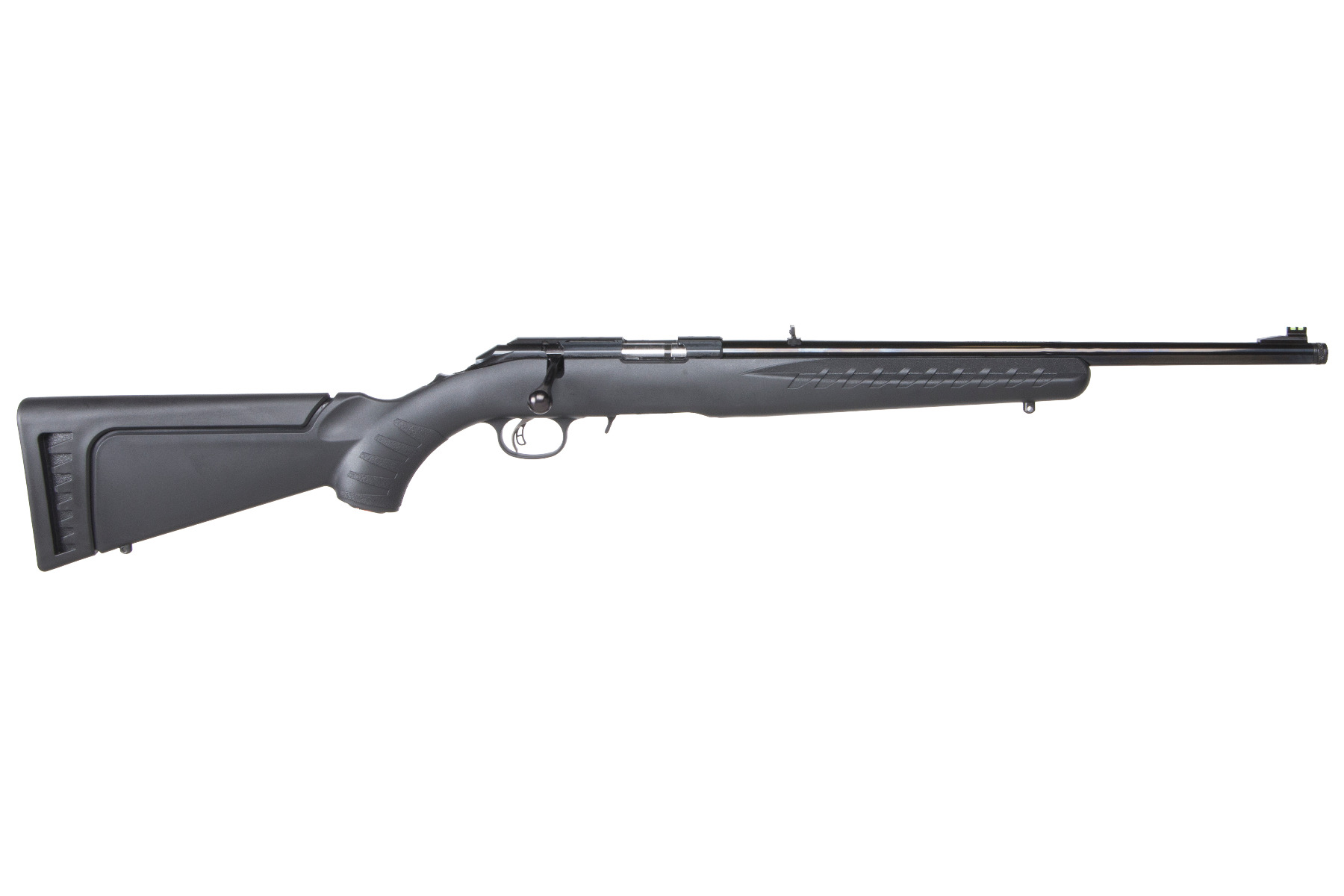 Ruger 8312 American Rimfire Rifle, 17 HMR, 9-Round, 18" Threaded Barrel, Satin Blued Alloy Steel, Black Synthetic Stock, Adjustable Sights - Ruger - 17 HMR