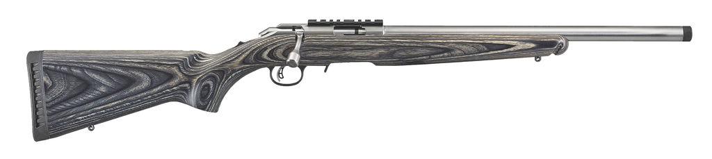 Ruger 8369 American Rimfire Target, 17 HMR, 18" Threaded Bull Barrel, Satin Stainless Steel, Black Laminate Stock, 9+1 Capacity, Optics Ready