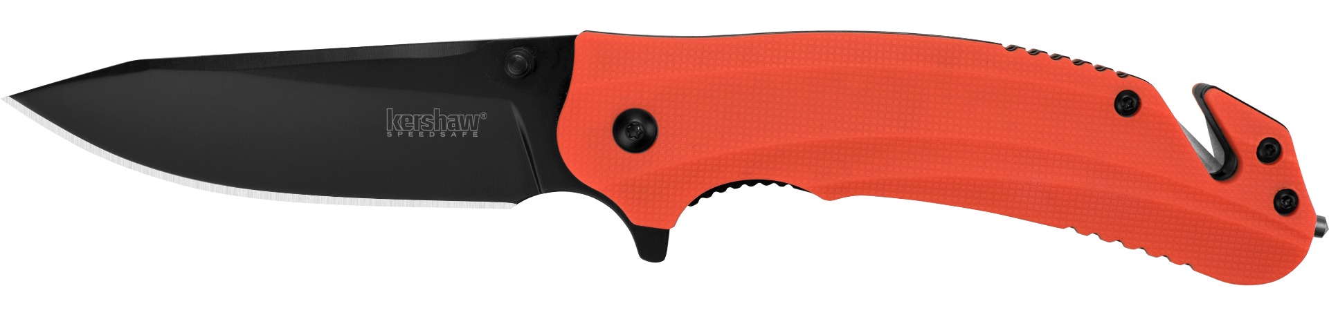 Kershaw 8650 Barricade 3.5" Drop Point Blade Orange Handle Glass Breaker