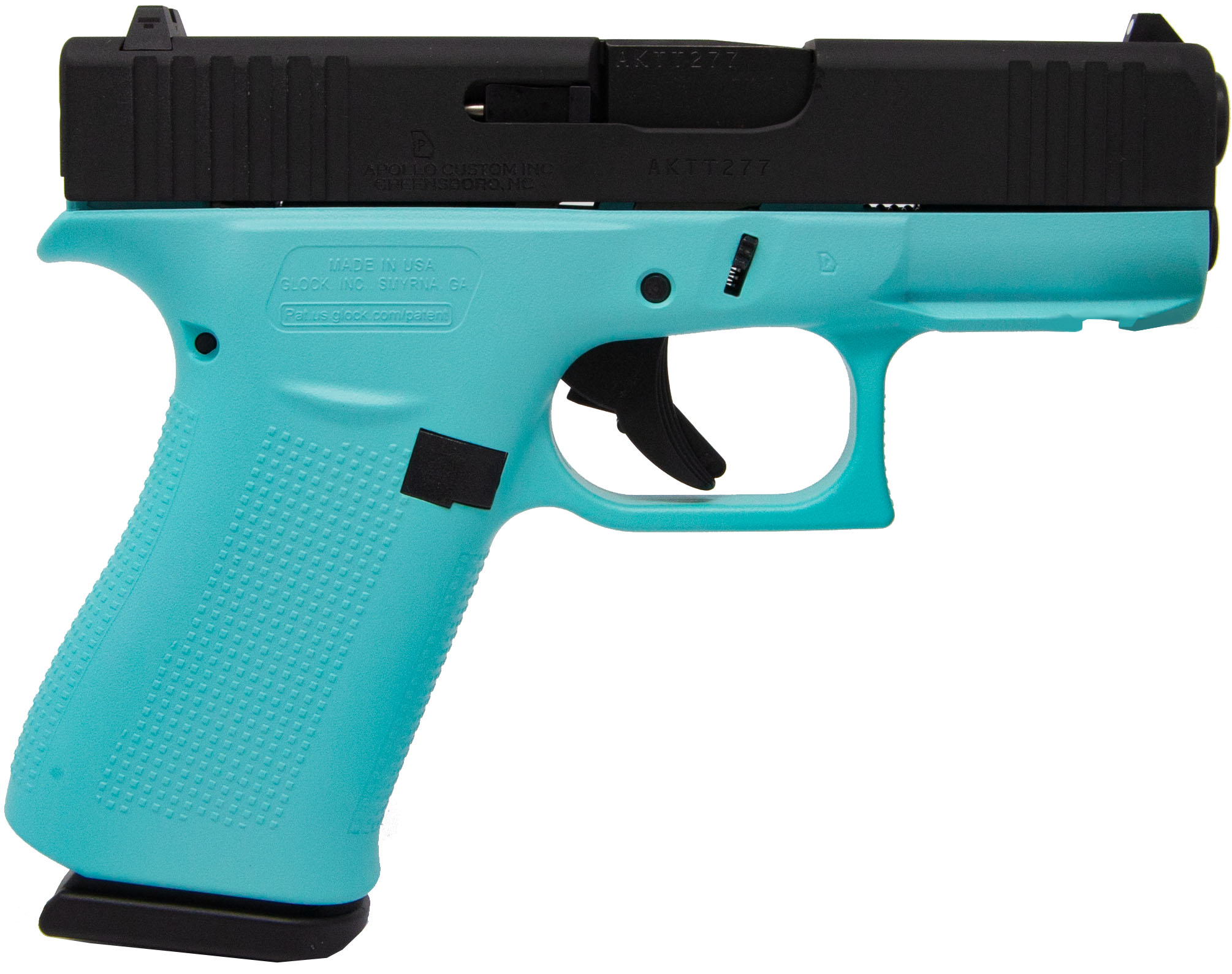 Glock ACG-00866FRN 43X 9mm 10+1 Pistol, Black/Robins Egg Blue