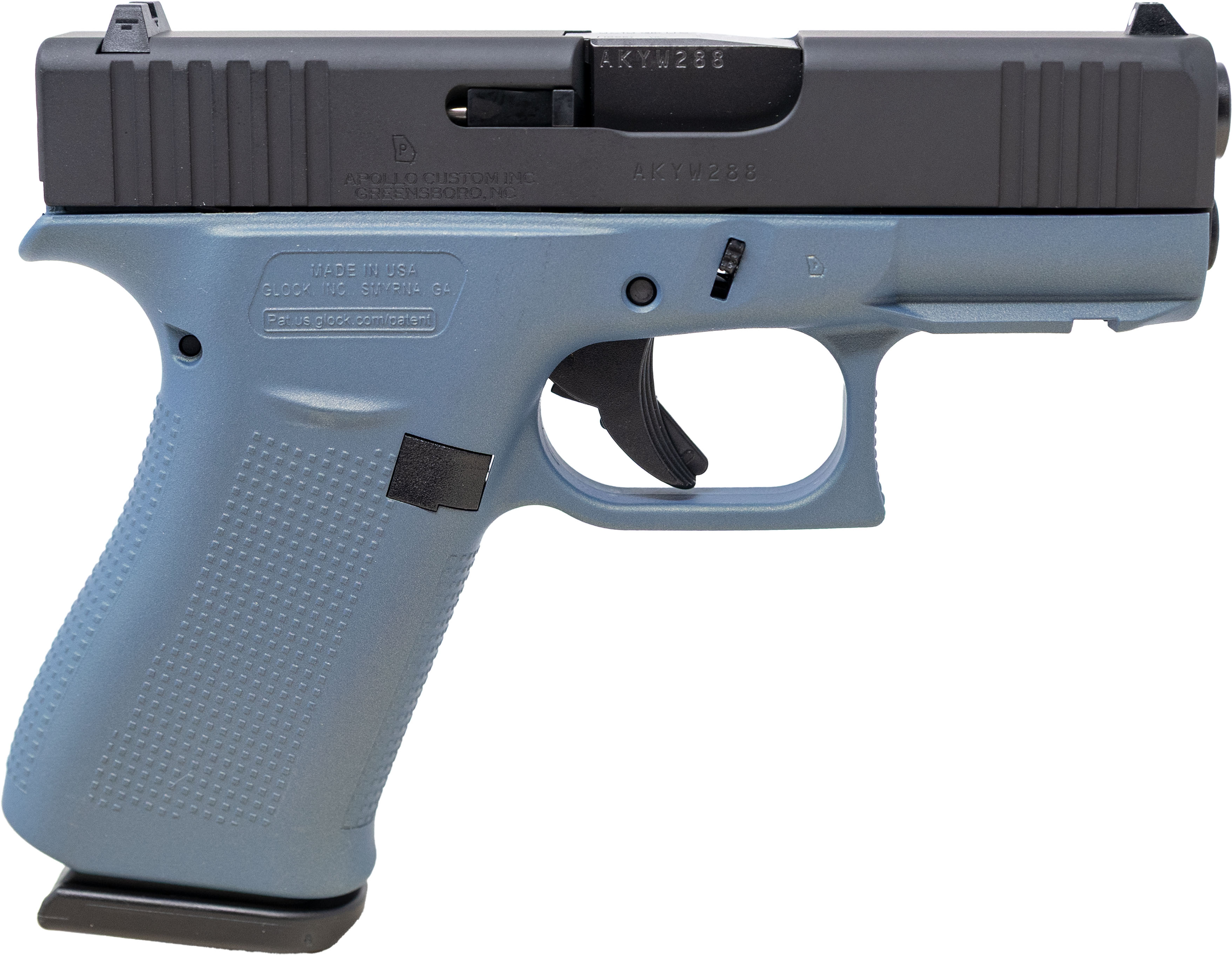 GLOCK, INC. M43X 43X 9X19 Apollo Custom Edition/ Front Rail 10+1 3.41 Cerakote Black