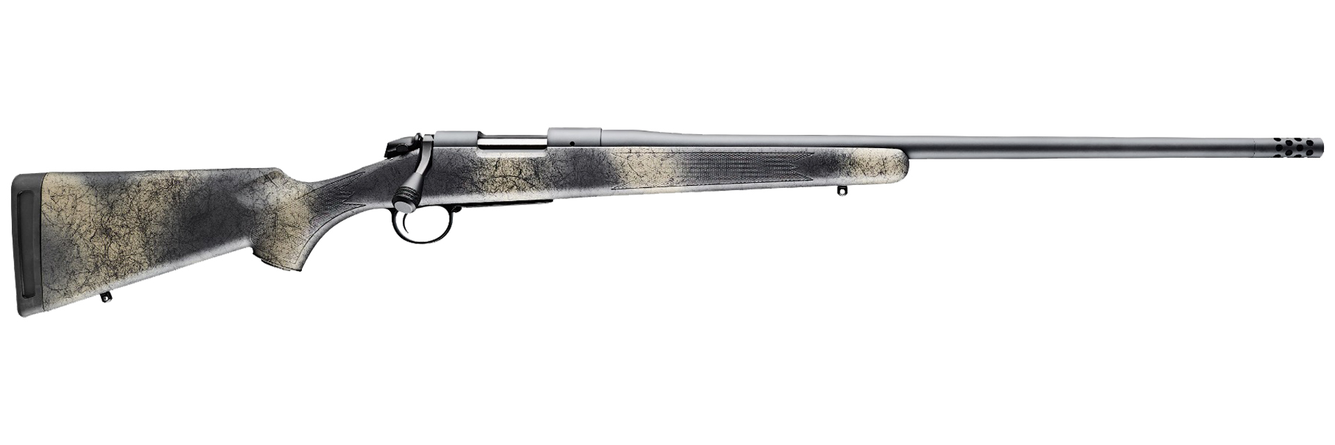 Bergara B14LM511 B-14 Wilderness Ridge 300 Win Mag 3+1 24" Threaded Barrel, Sniper Gray Cerakote, Woodland Camo Stock