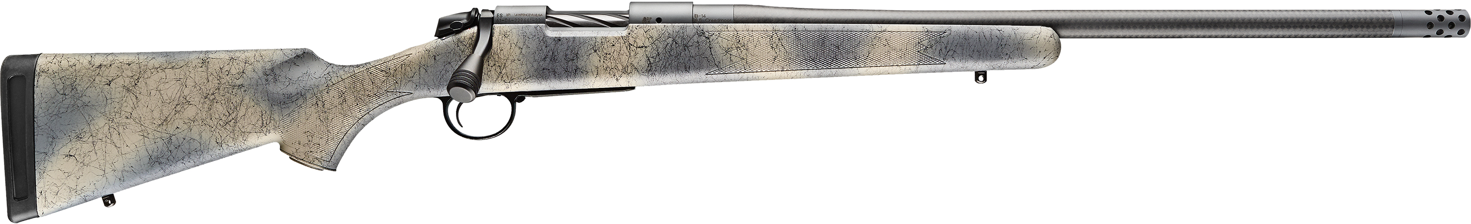 Bergara B14SM519CF B-14 Ridge Carbon Wilderness 6.5 PRC Rifle 24" TB Barrel SoftTouch Woodland Camo Stock
