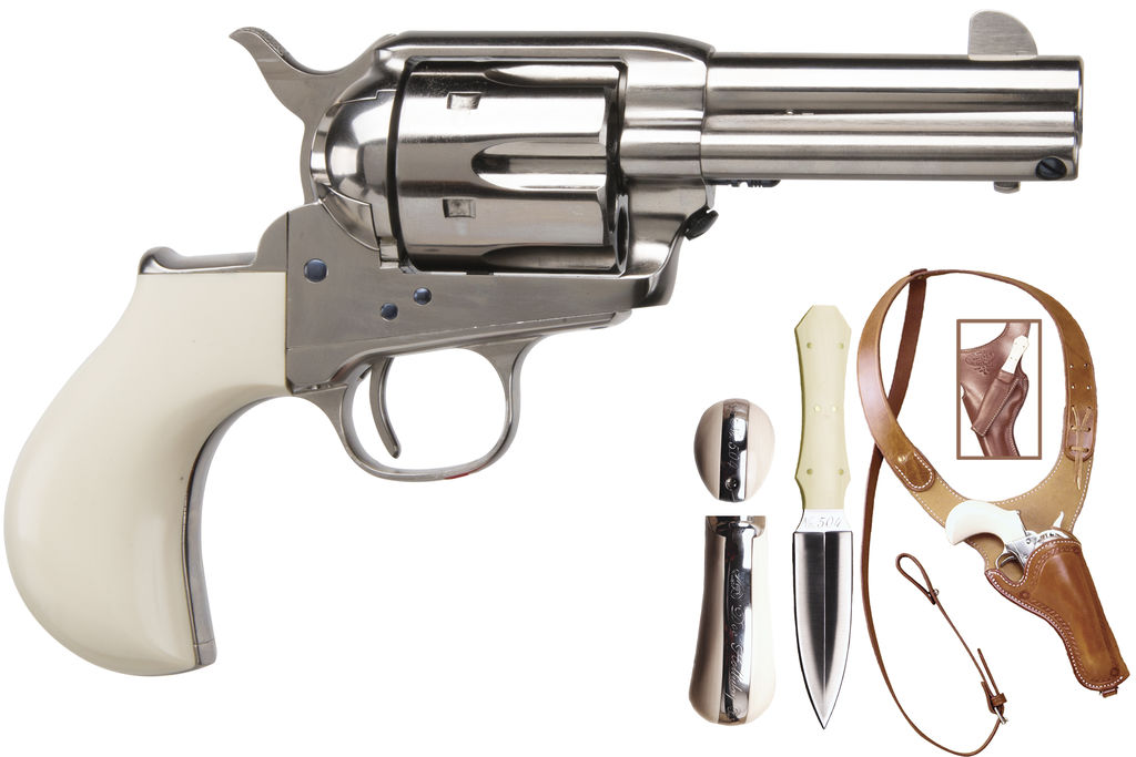 Cimarron Thunderer 45LC 3.5" SS Revolver - Doc Holliday Set with Knife & Holster