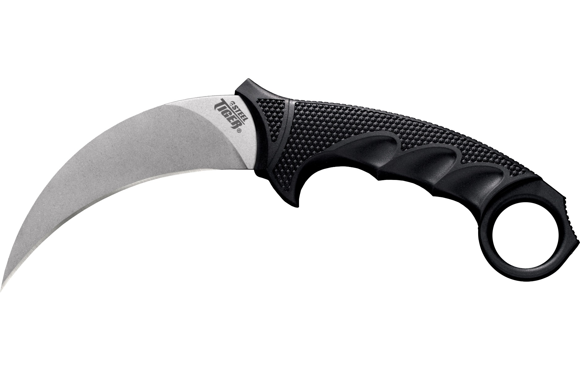 Cold Steel Tiger 4.75" Karambit Knife, Silver AUS 8A Blade, Griv-Ex Handle, Secure-Ex Sheath