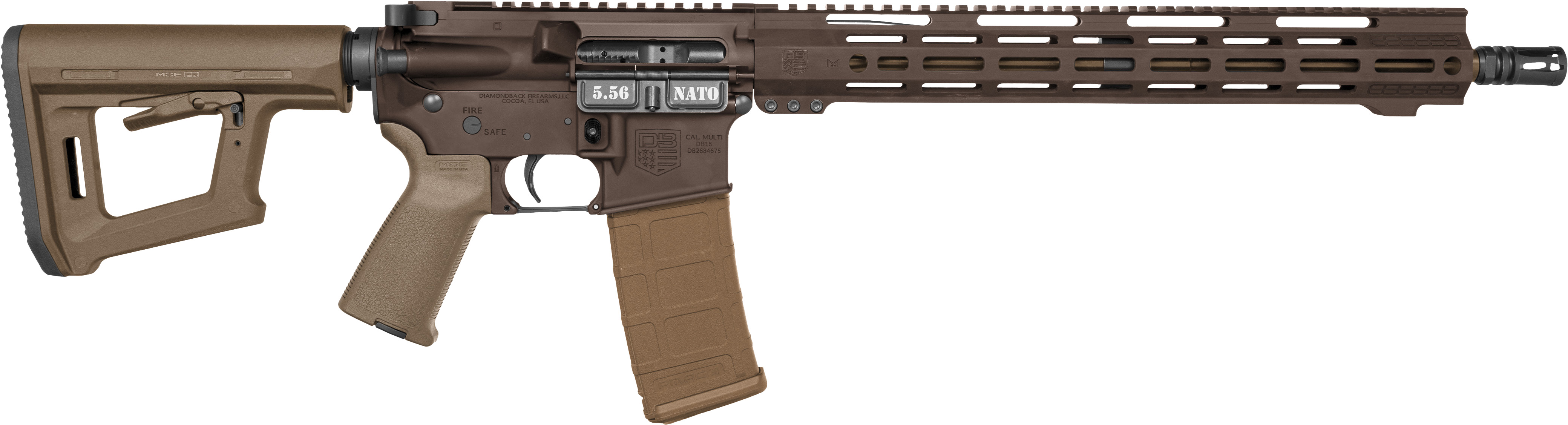 DiamondBack DB15 Carbon 5.56 NATO 30+1 16 Flat Dark Earth Cerakote 