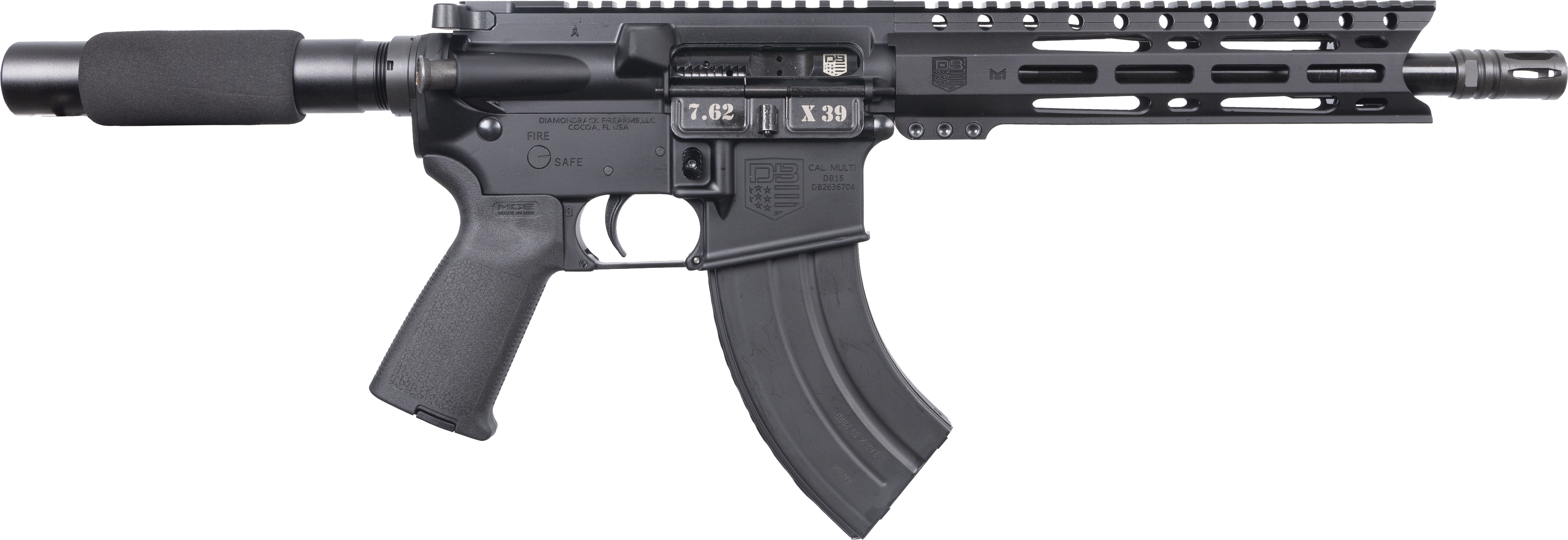Diamondback DB1915O001 DB15 7.62x39mm 28+1 10” Black Carbon Lower...