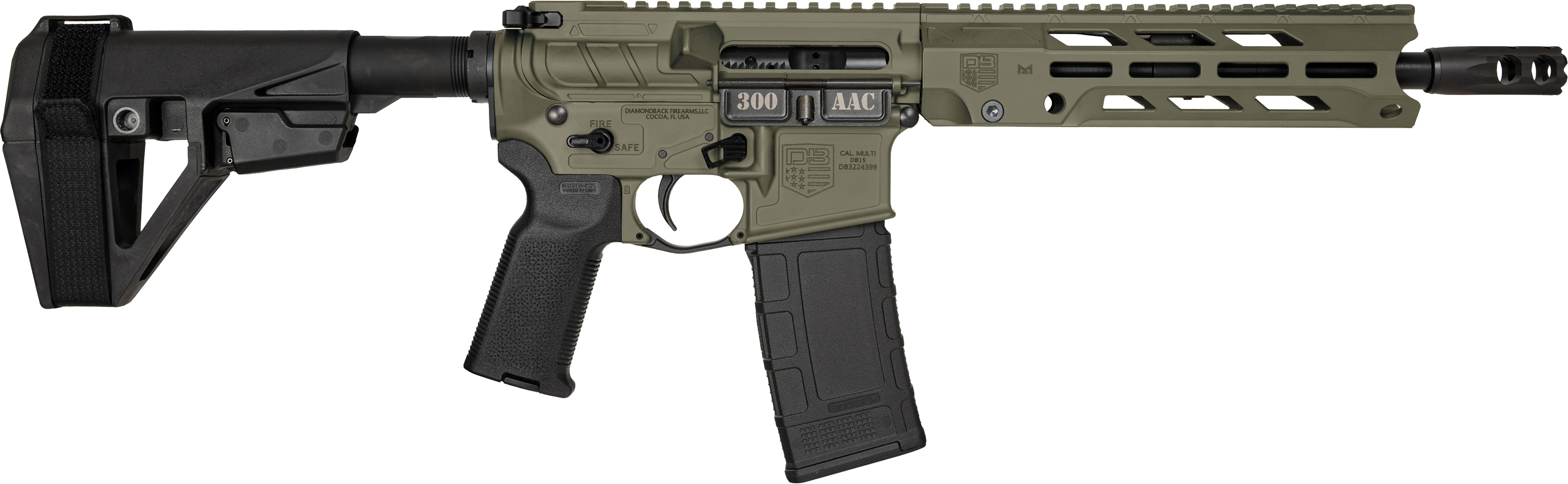 Diamondback DB15 OBSIDIAN 300 BLK 30+1 10.5 Chrome-Moly OG Green Cerakote 