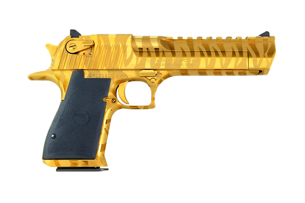Magnum Research Desert Eagle Mark XIX Pistol .50 AE Titanium Gold Tiger Stripe 6"