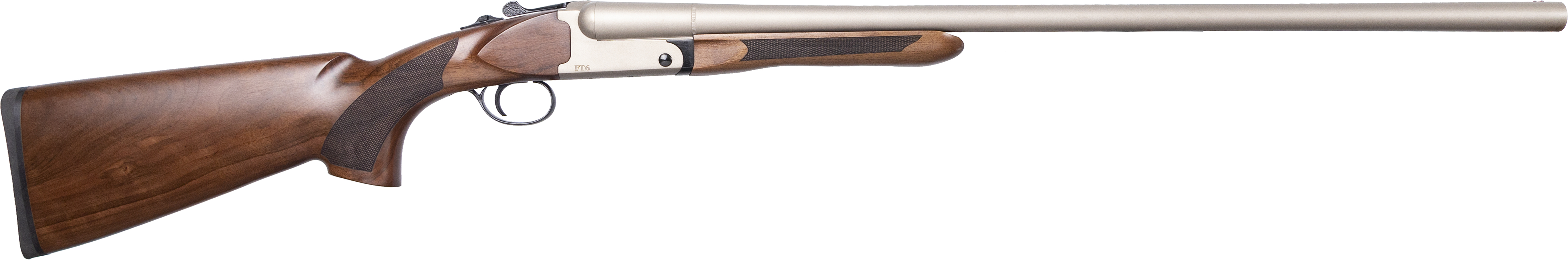 Pointer FT6 Side-by-Side 12GA Shotgun, 28-Inch Nickel Barrel, Turkish Walnut Stock, Checkered Grip & Forend, 5 Chokes, Barrel Selector, Extractors