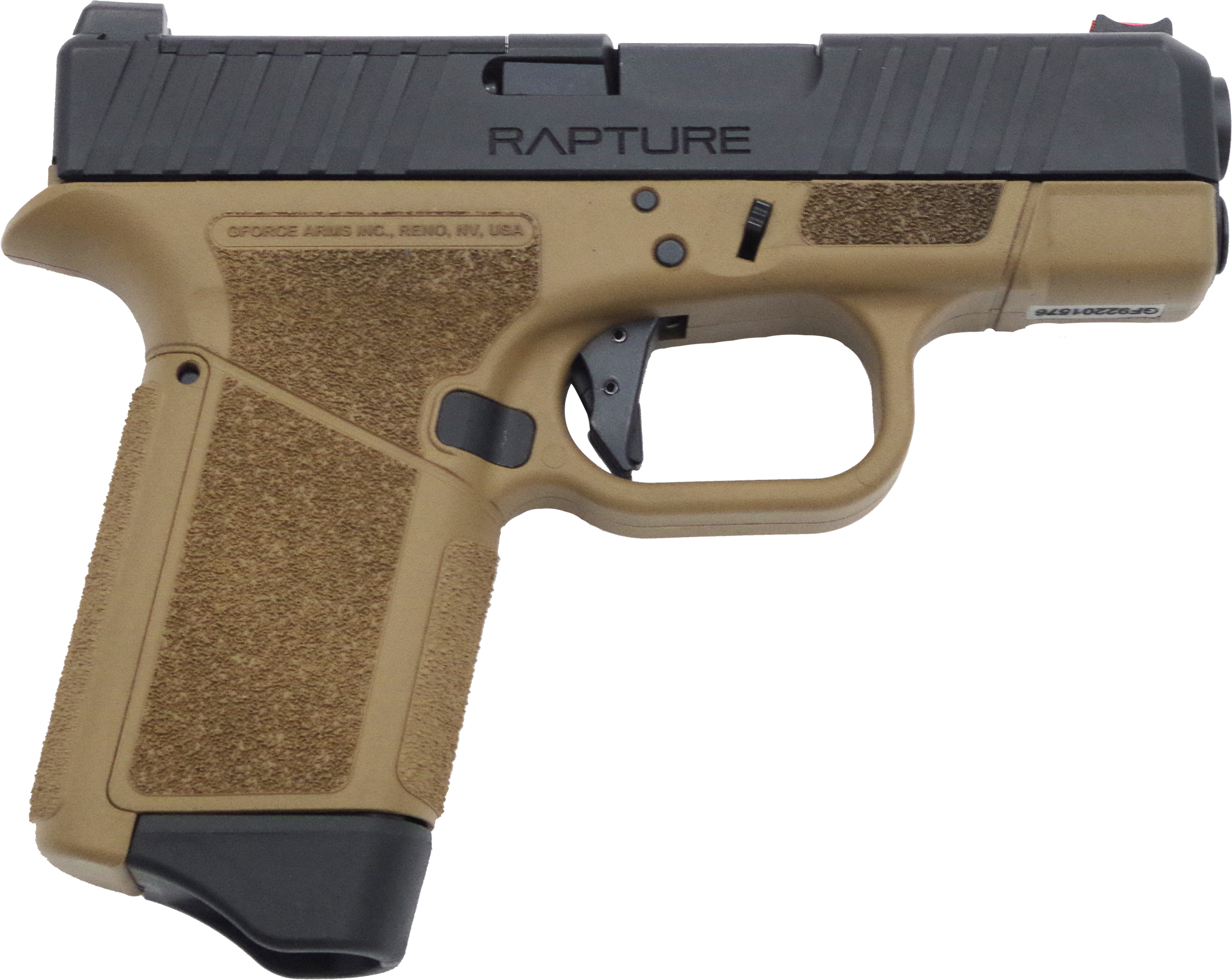 GForce Arms Rapture GF9 9MM Handgun, 3.25" Precision Barrel, Fiber Optic Sights, Glock-Compatible, USA-Made