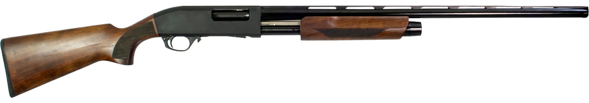GForce P3 12GA 28" 4RD Pump Action Shotgun, Turkish Walnut Stock, Black Finish, Front Fiber Optic Sight