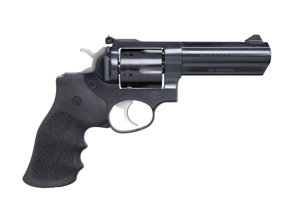 Ruger 1702 GP100 Revolver, 357 Mag, 4.2" Blued Alloy Steel Barrel, 6-Round Capacity, Hogue Monogrip, Adjustable Rear Sight - Ruger - 357 Magnum | 38 Special