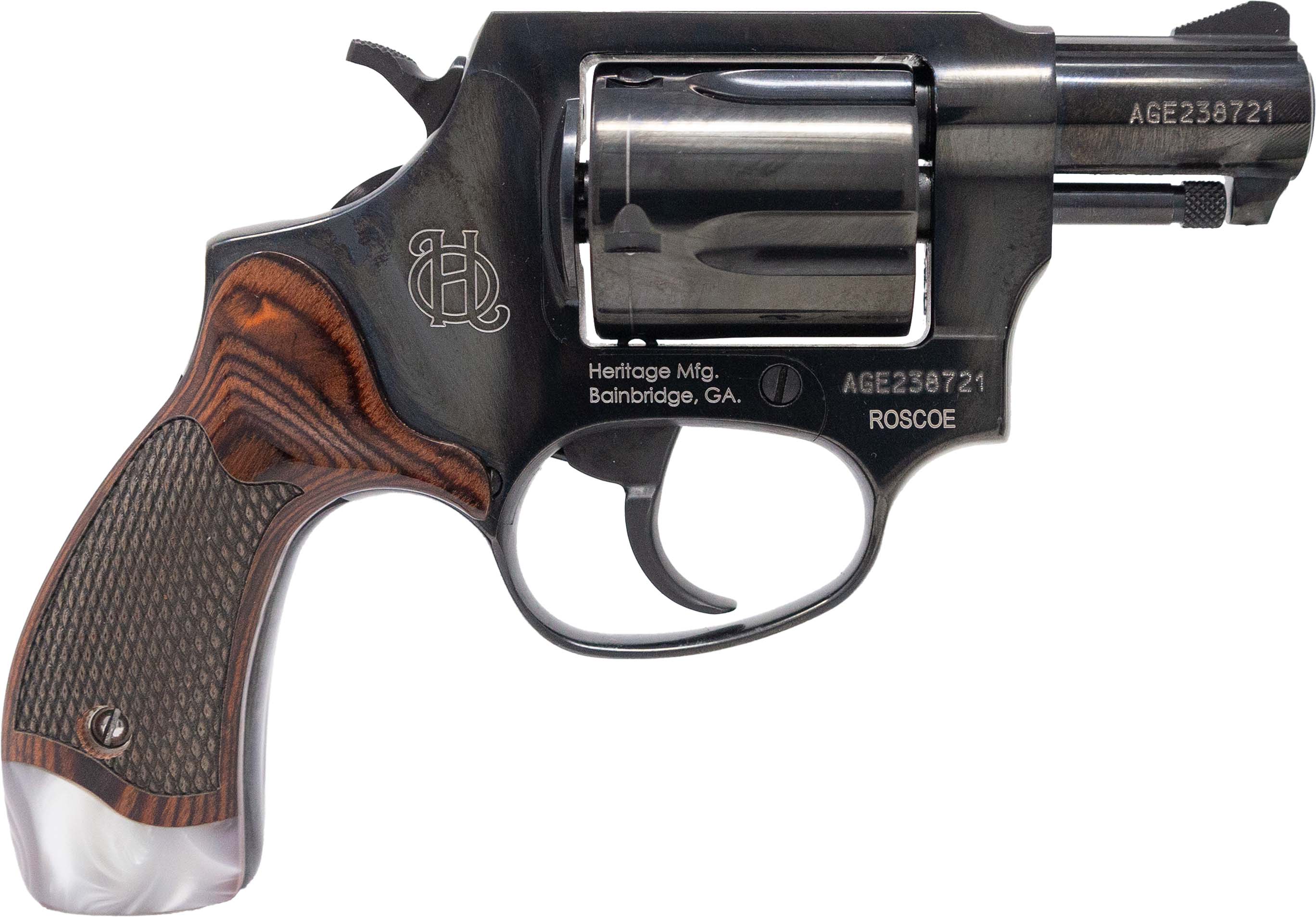 Heritage HR38B2RWP Revolver 38 SPL 2" Black Rosewood White Pearl Grips