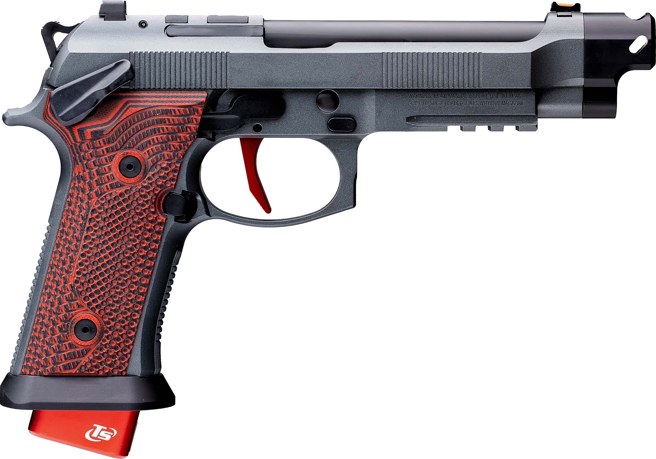 Beretta J92XFMSA21CAV 92XI 9MM 22+1 Red Fiber Optic Gray Cerakote
