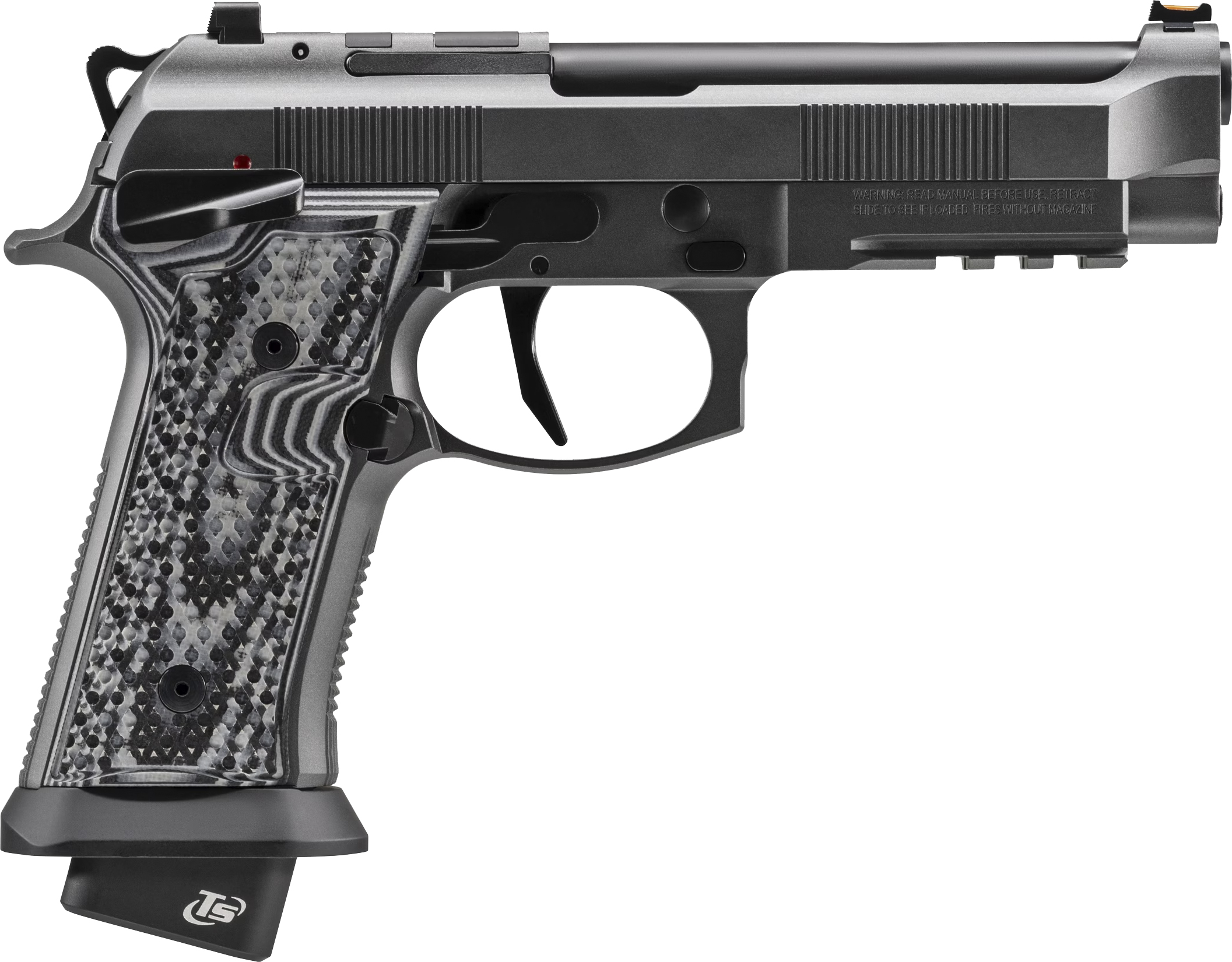Beretta 92XI SAO LCO Optics-Ready 9mm Pistol: Hogue Squalo Grip, Fiber Optic Sight