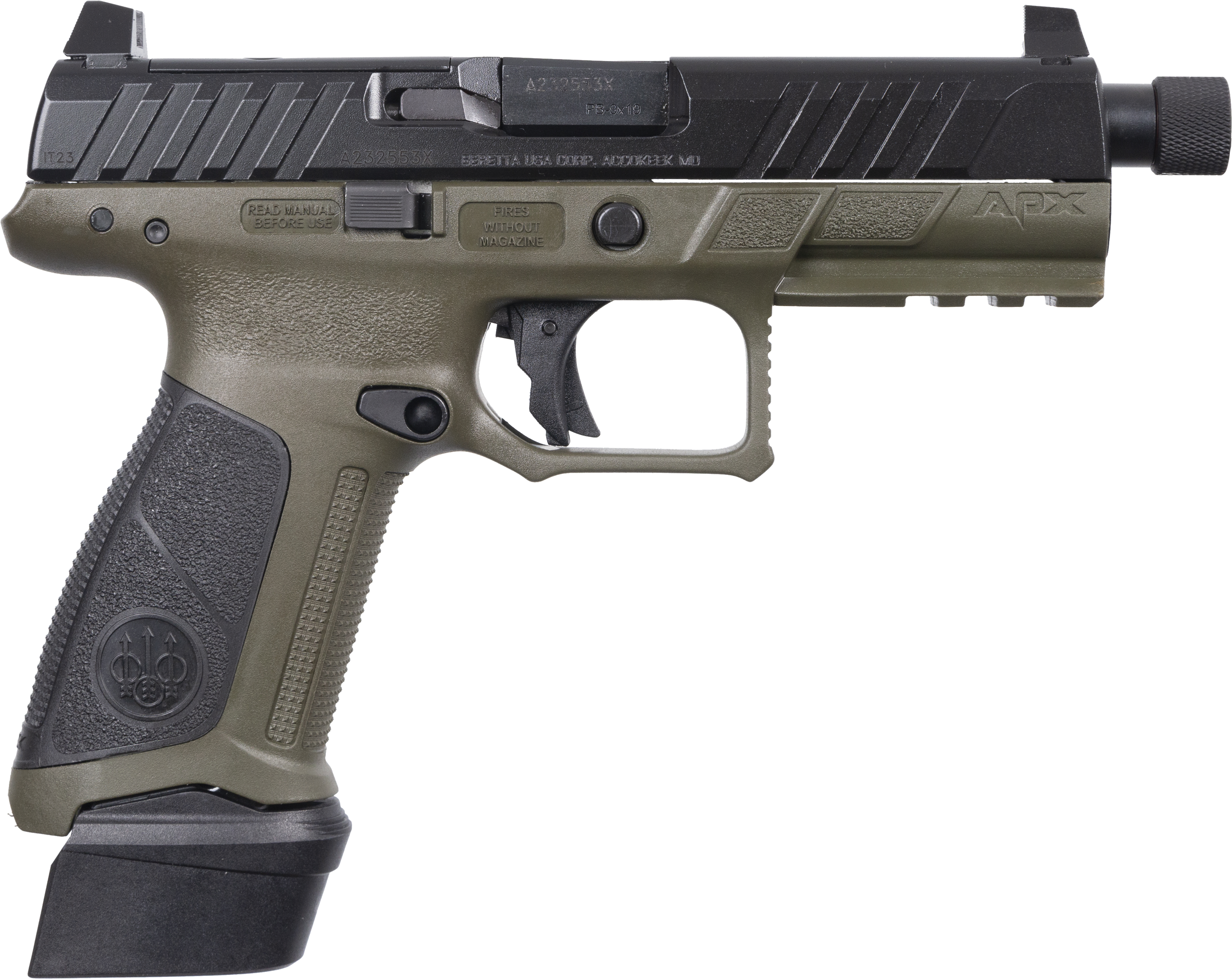 BERETTA APX-A1 Full Size Tactical 9mm 4.8in 21rd OD Grn Pistol JAXA1F921TAC
