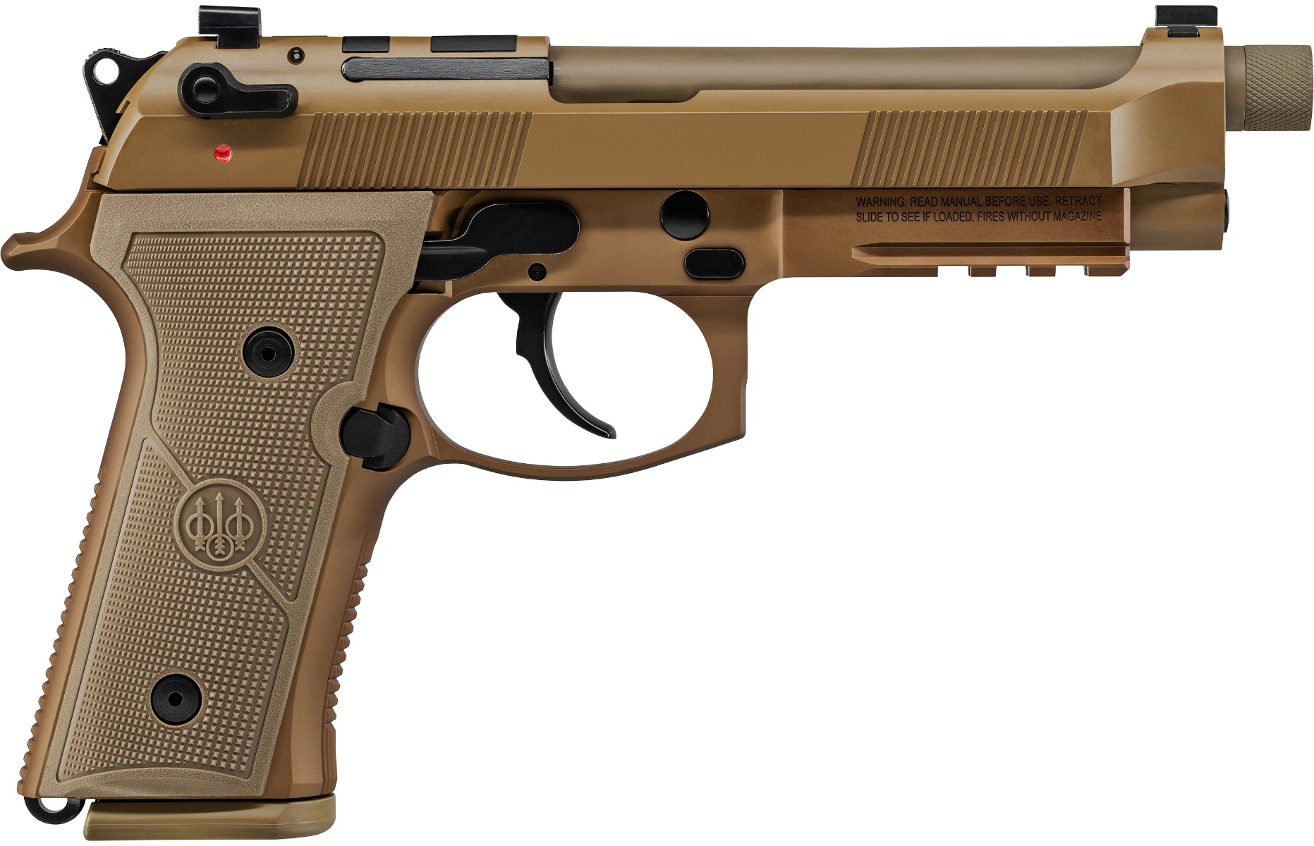 Beretta M9A4 9mm Luger 5.10" Barrel 15+1, Flat Dark Earth Cerakote Polymer Frame, Optic Cut Slide, Polymer Grip