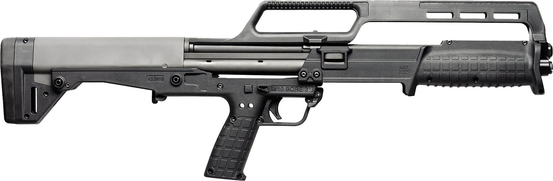 Kel-Tec KSG410BLK Bullpup Pump Shotgun: Lightweight, Dual-Tube, .410 Bore, 5.4lbs, 26.1" Length, 18.5" Barrel, 11rd Capacity, Black, Fiber Optic Sight - Kel-Tec - 410 Bore