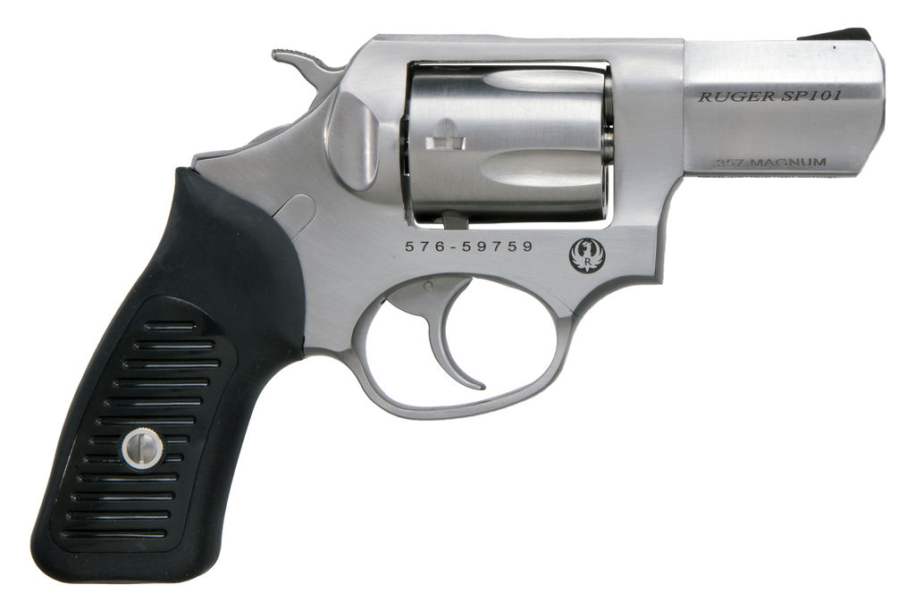 Ruger SP101 Revolver, .357 Mag, Satin Stainless Steel, 2.25" Barrel, 5-Round, Black Rubber Grip, 26 oz Weight - Ruger - 357 Magnum | 38 Special