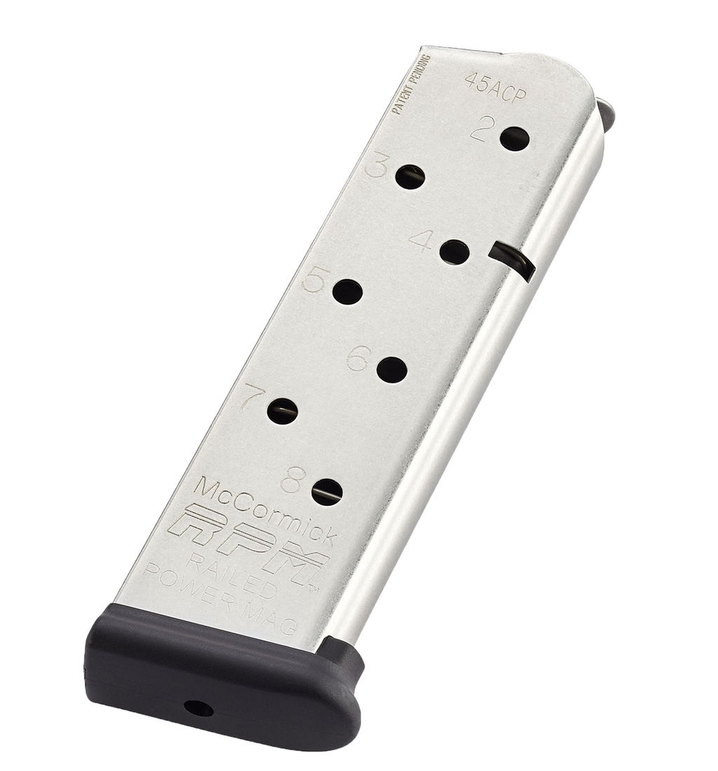 Chip McCormick 1911 Railed Power Magazine 45 ACP 8 Round Stainless