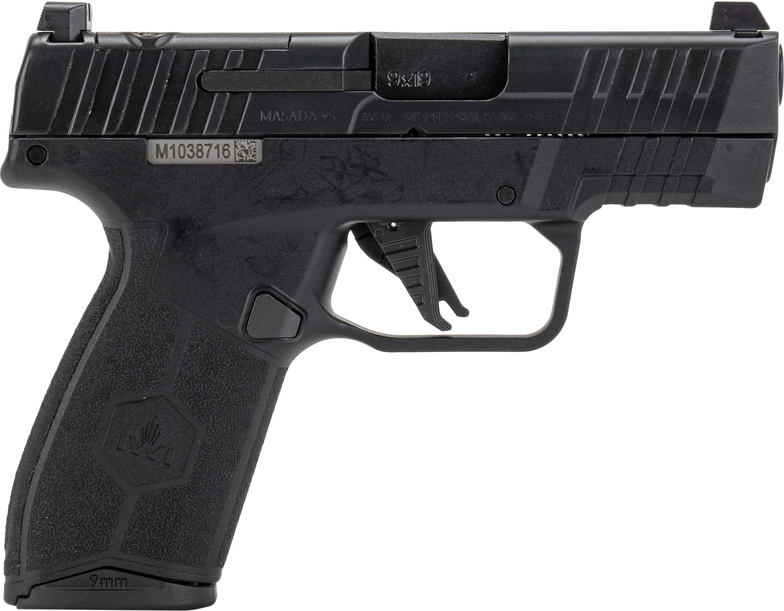 IWI M9SLIM13ENS MASADA 9MM 13+1 3.1" Night Sights Black Polymer