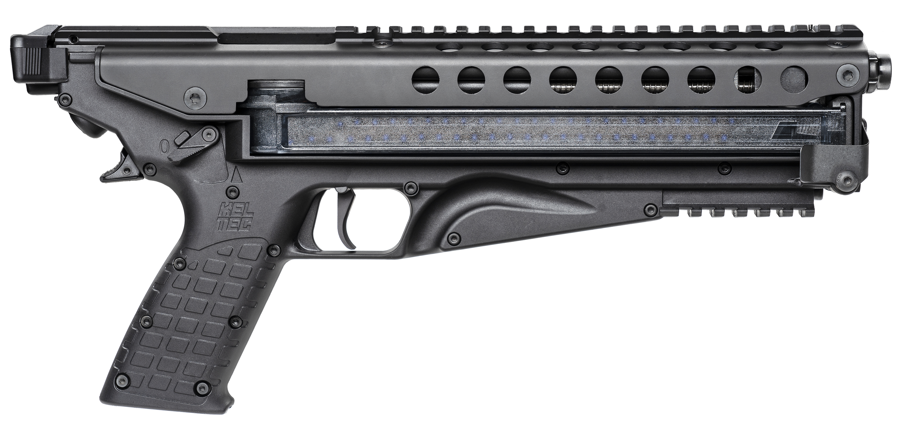 KelTec P50 5.7x28mm Black Pistol: Lightweight, 50-Round Magazines, 9.6" Barrel, 15" Length, 5lbs Trigger Pull - Kel-Tec - 5.7 x 28mm