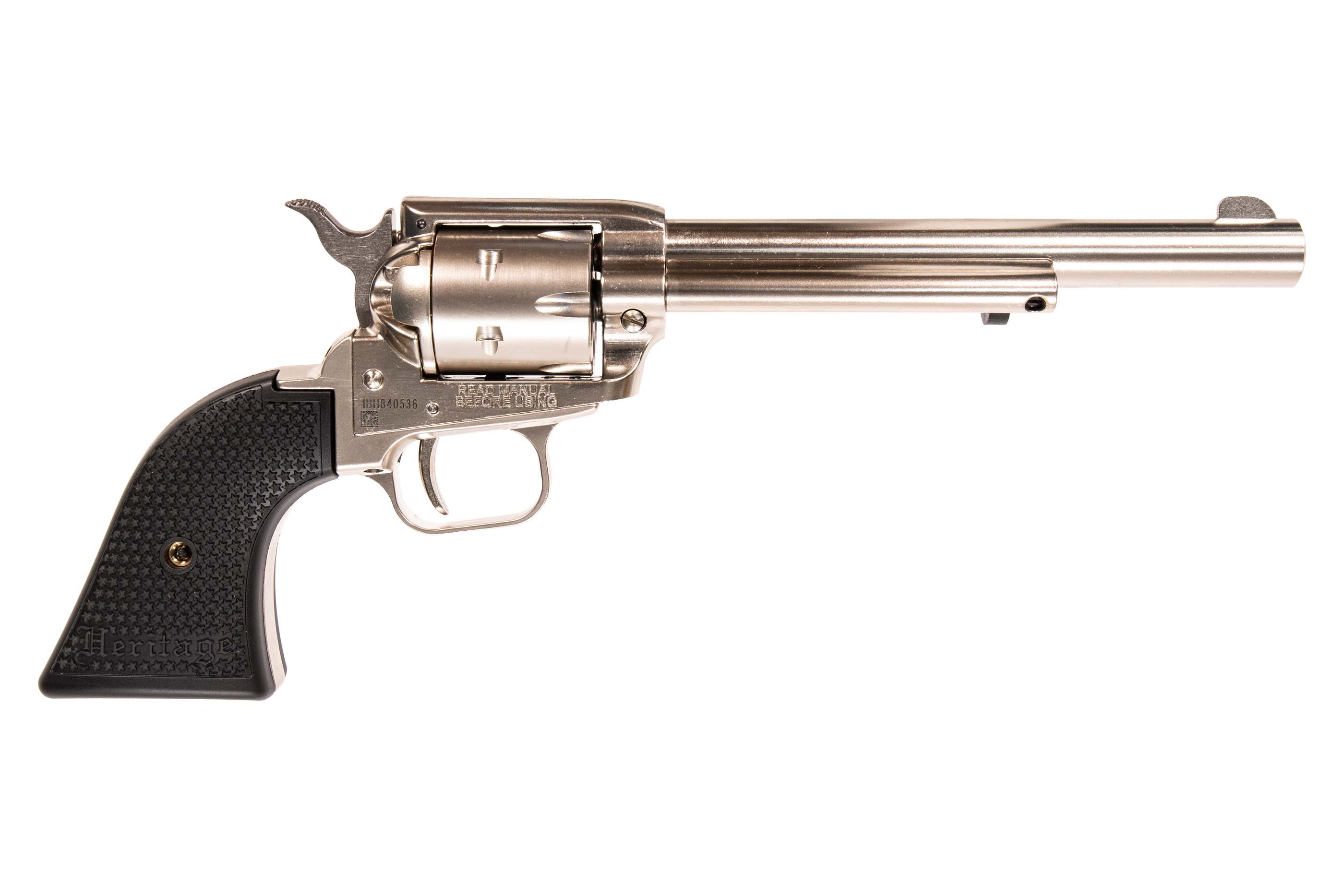 Heritage RR22NI6 Revolver, .22LR Caliber, 6.5" Barrel, 6-Round Capacity, Blued Star Grip, Poly Stars Design - Heritage - SAO