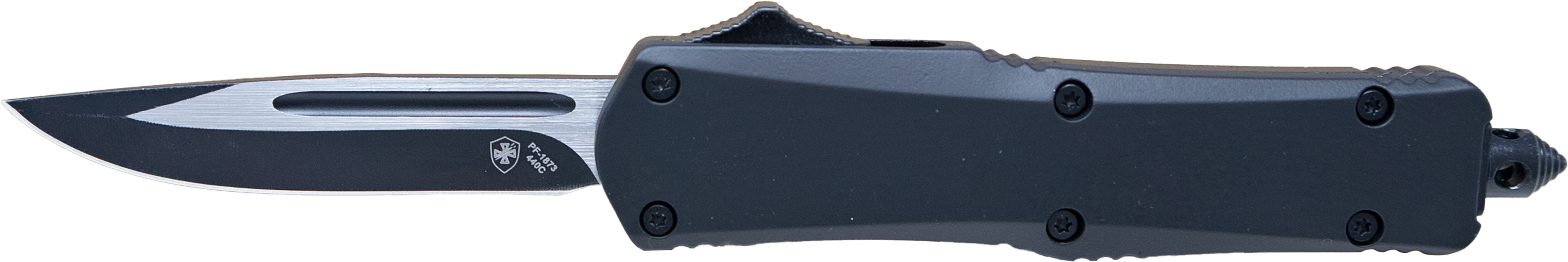 Templar OTF Small 2.75" Drop Point Plain Edge Knife - Black Rubber Handle