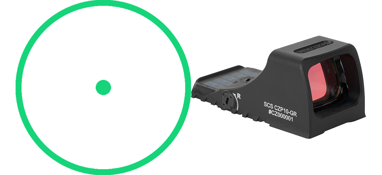 HOLOSUN SCS Solar Charging Green Circle Dot Cut Reflex Sight SCS-P10-GR - Holosun - 0.58" X 0.77" for sale at TheGunDock